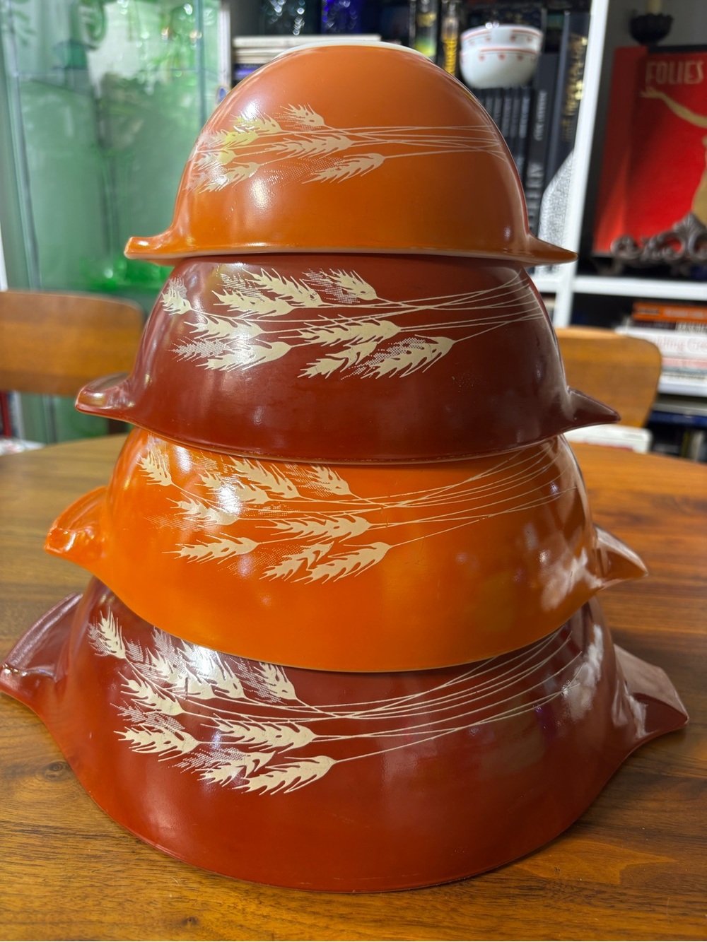 Pyrex Vintage Wheat Autumn Harvest Cinderella Nesting Bowls 441-444